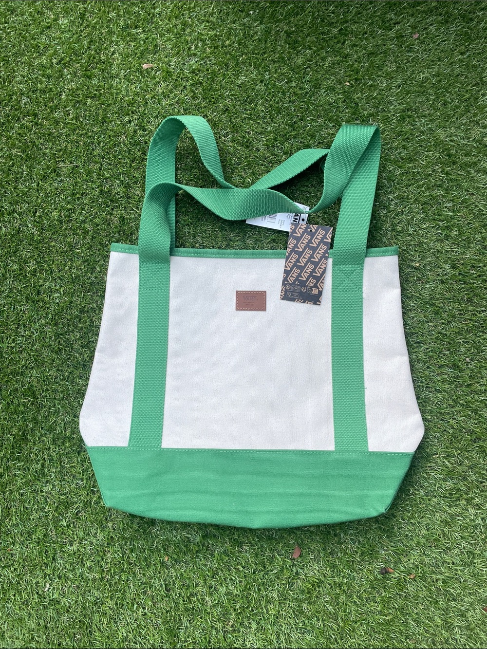 Vans Cream and Green Canvas Tote